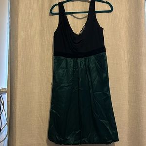 Silk black and green dress with velvet band